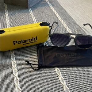 Polaroid Gray Sunglasses with Bright Yellow Case